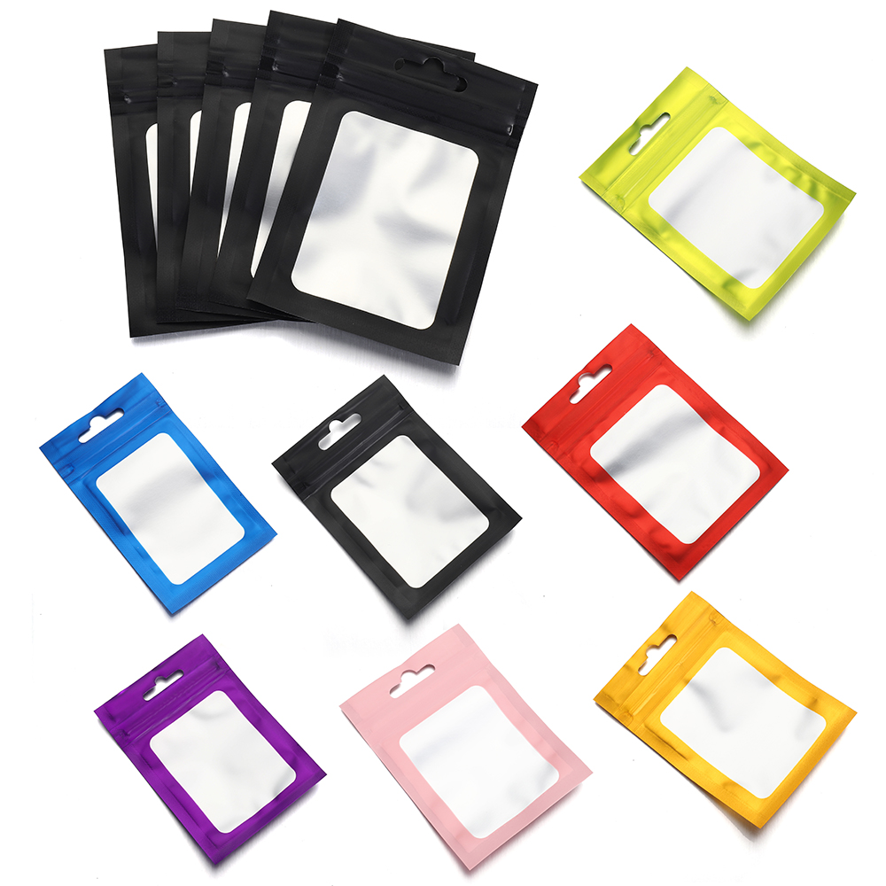 Reusable Zip Bag - 50pcs Black Foil Pouch Reusable Self