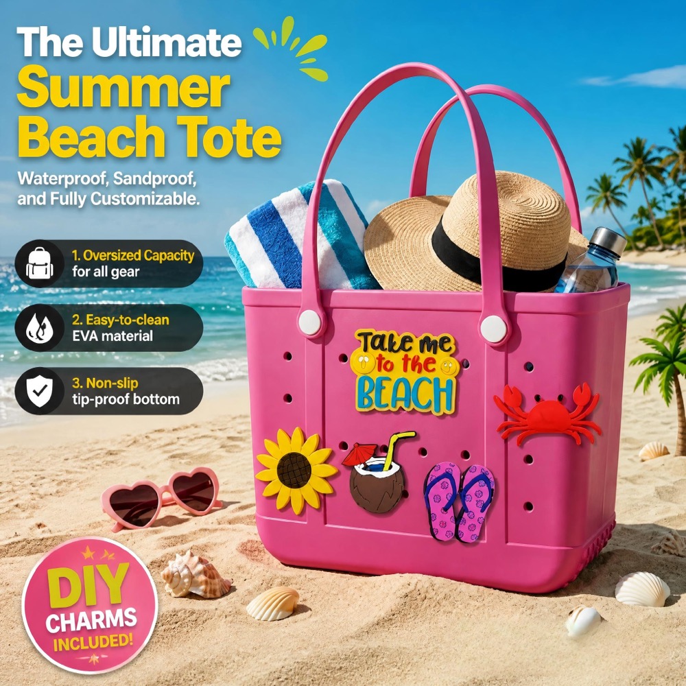 Travel Accessories Bag - Ladies Oversized Rubber Beach Bag Handbag,
