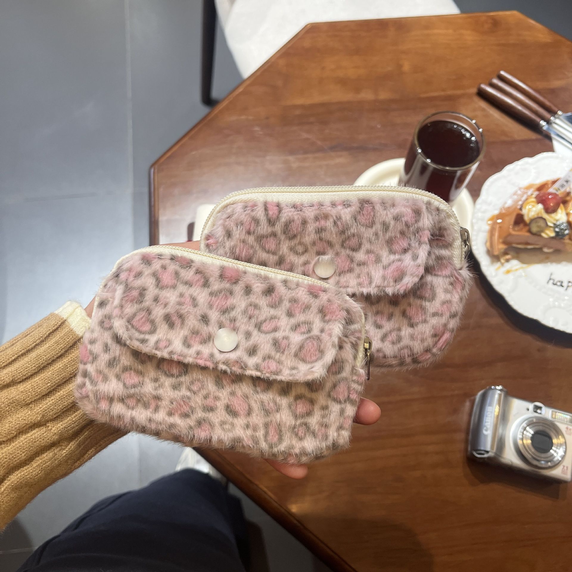 Pink leopard print coin purse, - Camera Bag Travel review and price